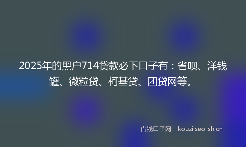 2025年的黑户714贷款必下口子有：省呗、洋钱罐、微粒贷、柯基贷、团贷网等。