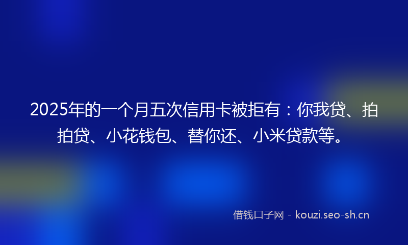 2025年的一个月五次信用卡被拒有：你我贷、拍拍贷、小花钱包、替你还、小米贷款等。