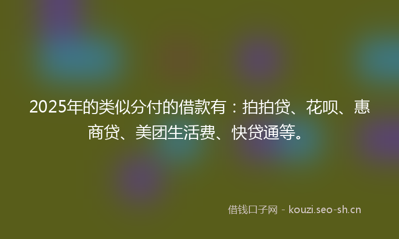 2025年的类似分付的借款有：拍拍贷、花呗、惠商贷、美团生活费、快贷通等。