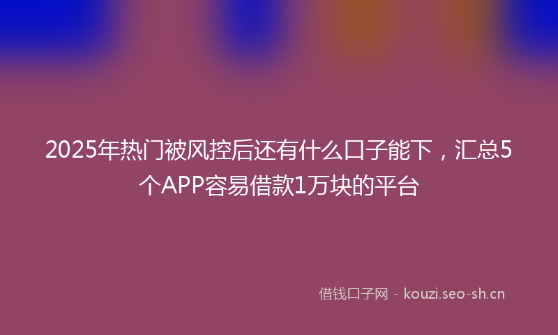2025年热门被风控后还有什么口子能下，汇总5个APP容易借款1万块的平台