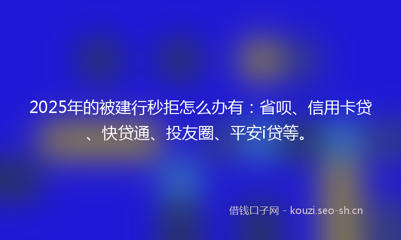 2025年的被建行秒拒怎么办有：省呗、信用卡贷、快贷通、投友圈、平安i贷等。