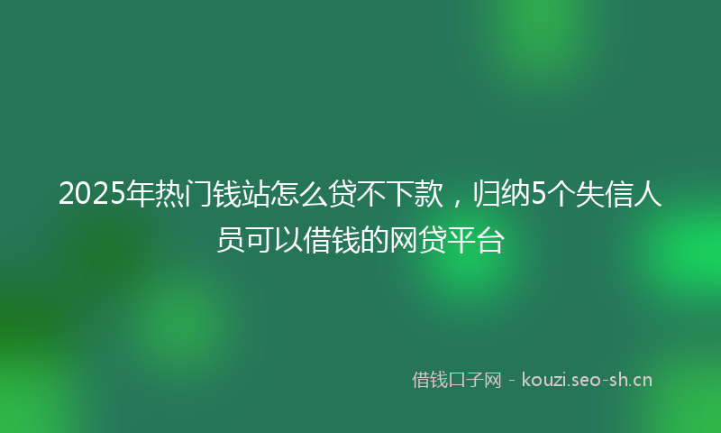 2025年热门钱站怎么贷不下款，归纳5个失信人员可以借钱的网贷平台