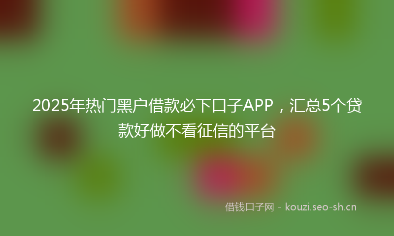 2025年热门黑户借款必下口子APP，汇总5个贷款好做不看征信的平台