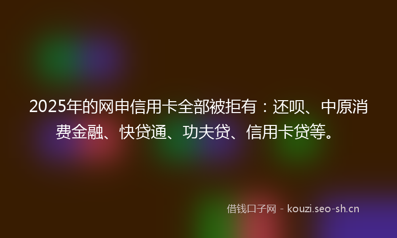 2025年的网申信用卡全部被拒有：还呗、中原消费金融、快贷通、功夫贷、信用卡贷等。