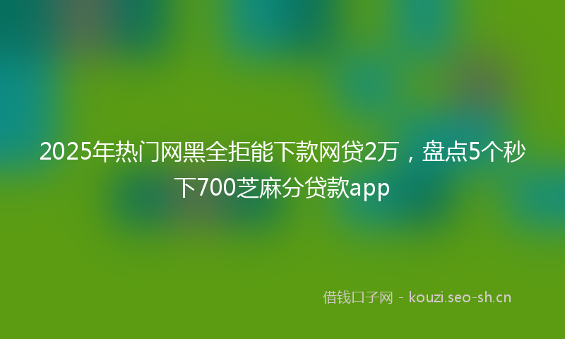 2025年热门网黑全拒能下款网贷2万，盘点5个秒下700芝麻分贷款app