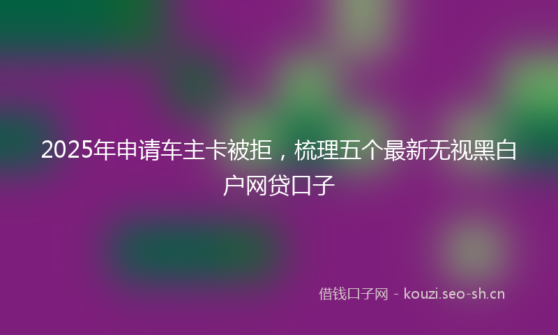 2025年申请车主卡被拒,梳理五个最新无视黑白户网贷口子