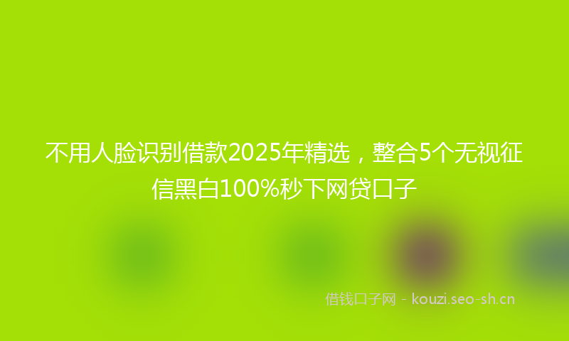 不用人脸识别借款2025年精选，整合5个无视征信黑白100%秒下网贷口子