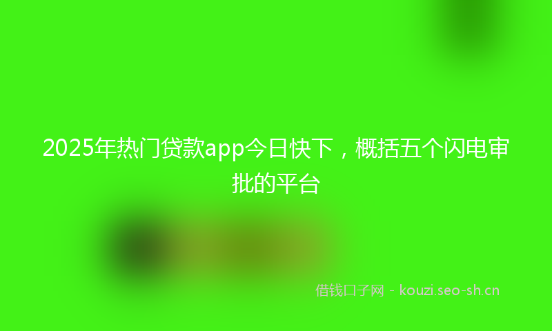 2025年热门贷款app今日快下，概括五个闪电审批的平台