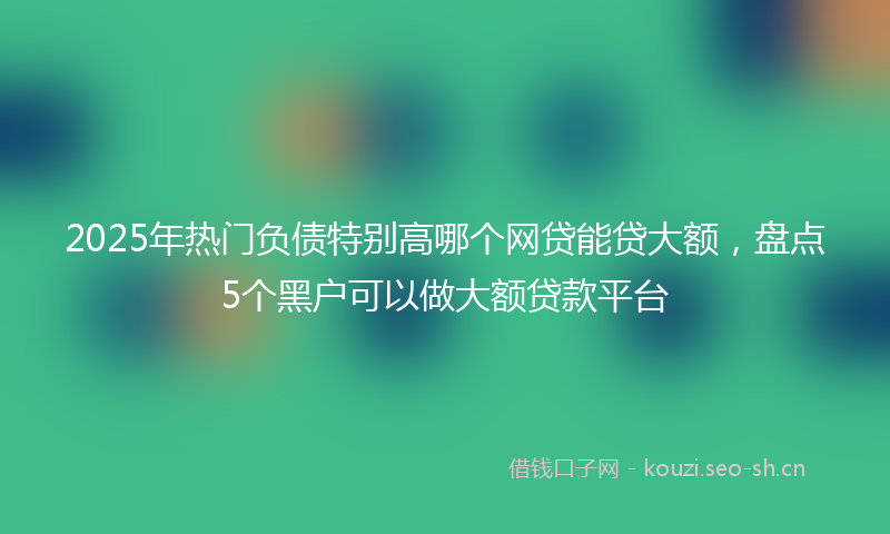 2025年热门负债特别高哪个网贷能贷大额，盘点5个黑户可以做大额贷款平台