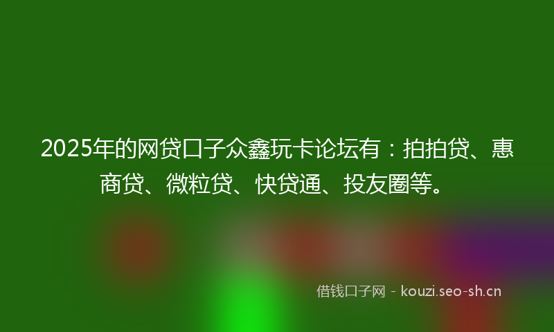 2025年的网贷口子众鑫玩卡论坛有：拍拍贷、惠商贷、微粒贷、快贷通、投友圈等。