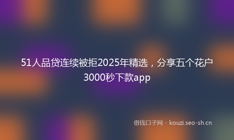 51人品贷连续被拒2025年精选，分享五个花户3000秒下款app