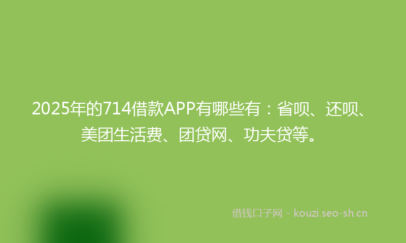 2025年的714借款APP有哪些有：省呗、还呗、美团生活费、团贷网、功夫贷等。