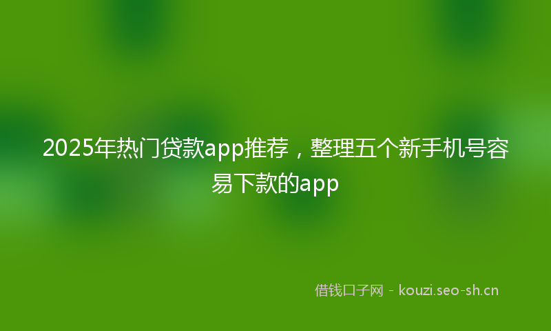 2025年热门贷款app推荐，整理五个新手机号容易下款的app