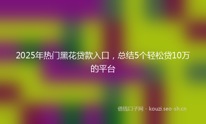 2025年热门黑花贷款入口，总结5个轻松贷10万的平台