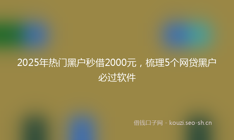 2025年热门黑户秒借2000元，梳理5个网贷黑户必过软件