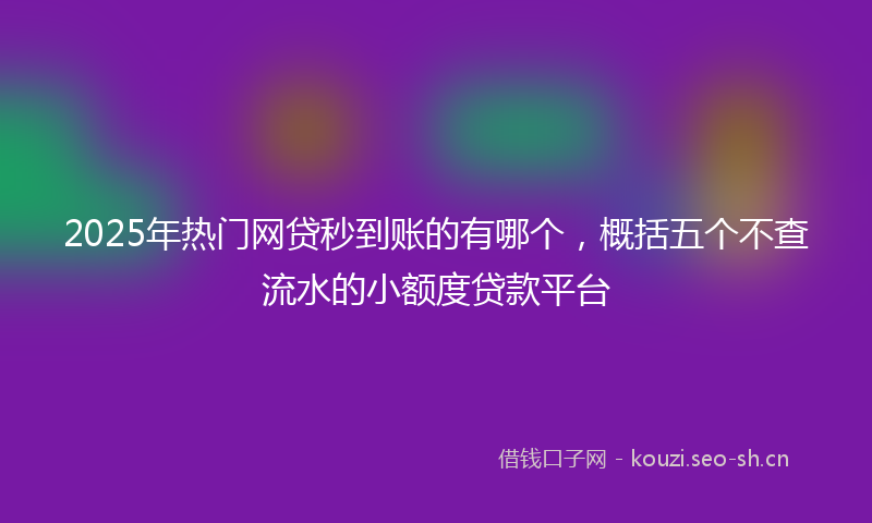 2025年热门网贷秒到账的有哪个，概括五个不查流水的小额度贷款平台