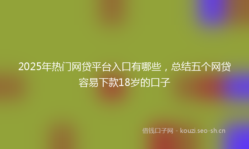 2025年热门网贷平台入口有哪些，总结五个网贷容易下款18岁的口子