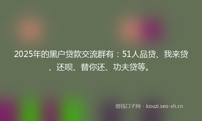 2025年的黑户贷款交流群有：51人品贷、我来贷、还呗、替你还、功夫贷等。