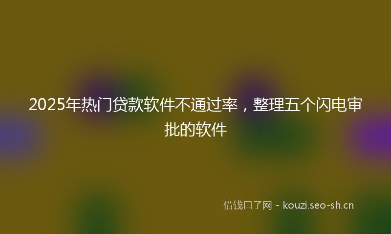 2025年热门贷款软件不通过率,整理五个闪电审批的软件