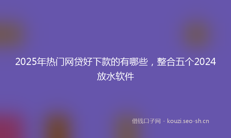 2025年热门网贷好下款的有哪些，整合五个2024放水软件
