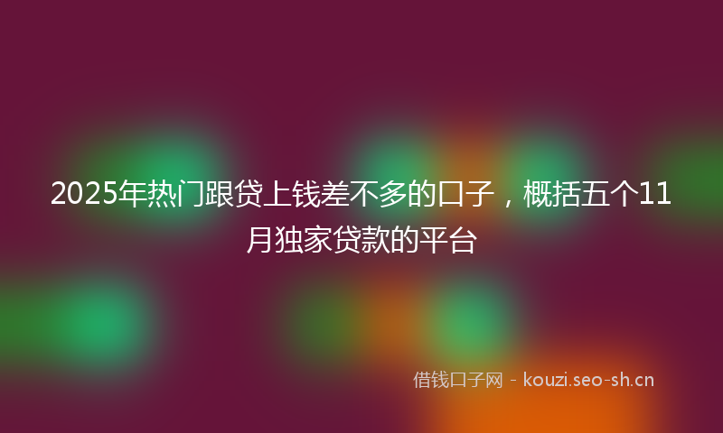 2025年热门跟贷上钱差不多的口子，概括五个11月独家贷款的平台