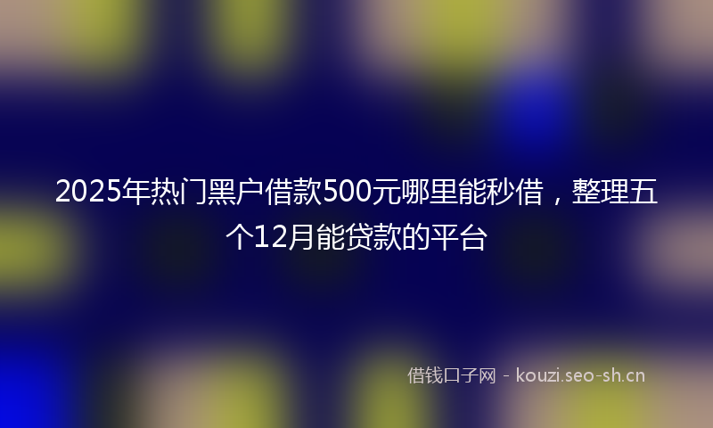 2025年热门黑户借款500元哪里能秒借，整理五个12月能贷款的平台