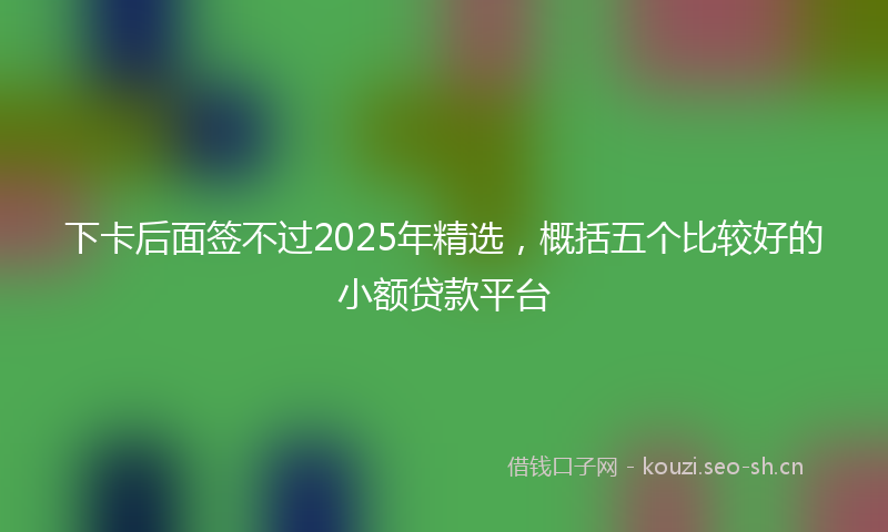 下卡后面签不过2025年精选，概括五个比较好的小额贷款平台