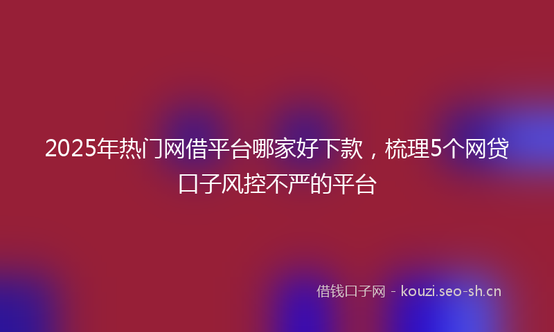 2025年热门网借平台哪家好下款，梳理5个网贷口子风控不严的平台