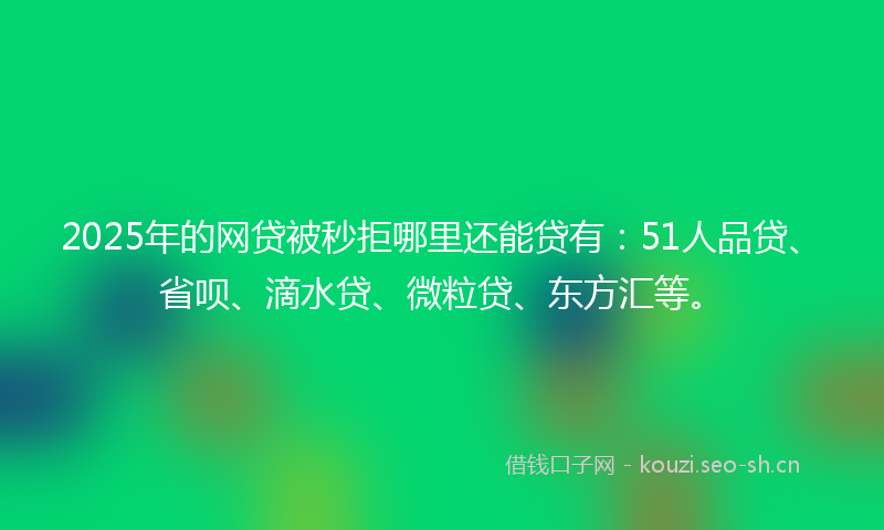 2025年的网贷被秒拒哪里还能贷有：51人品贷、省呗、滴水贷、微粒贷、东方汇等。