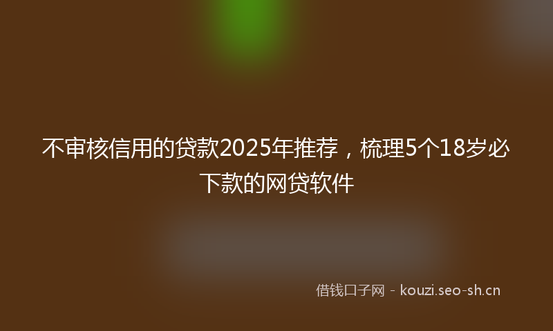 不审核信用的贷款2025年推荐，梳理5个18岁必下款的网贷软件