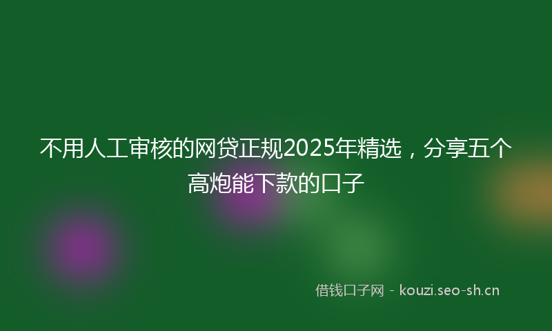 不用人工审核的网贷正规2025年精选，分享五个高炮能下款的口子