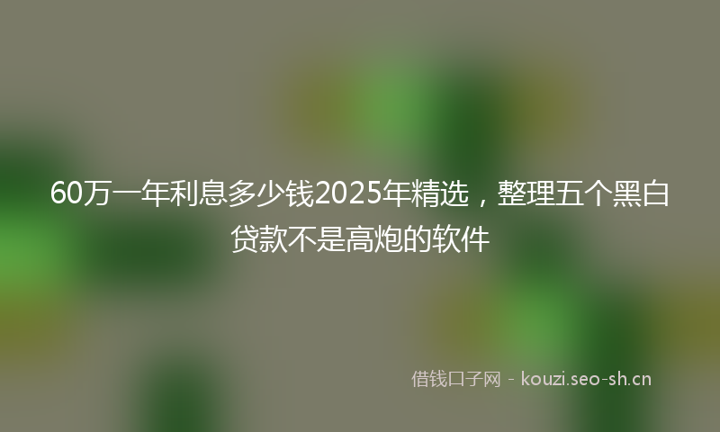 60万一年利息多少钱2025年精选,整理五个黑白贷款不是高炮的软件