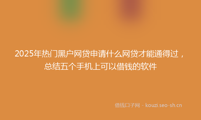 2025年热门黑户网贷申请什么网贷才能通得过，总结五个手机上可以借钱的软件