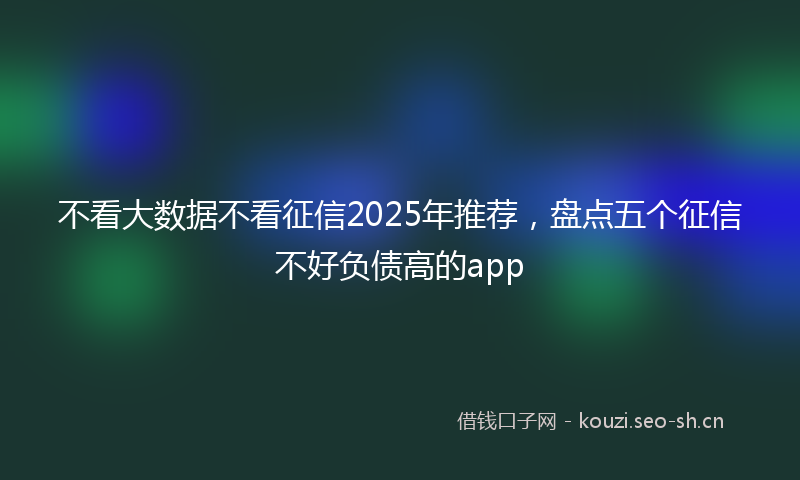 不看大数据不看征信2025年推荐，盘点五个征信不好负债高的app