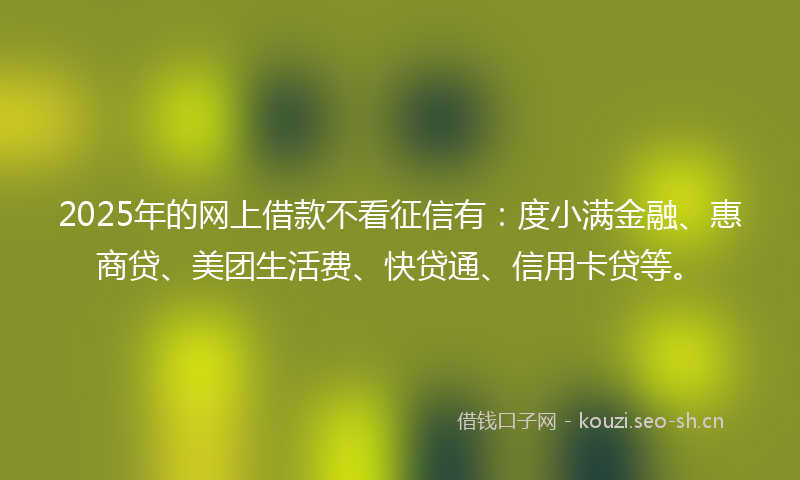 2025年的网上借款不看征信有：度小满金融、惠商贷、美团生活费、快贷通、信用卡贷等。