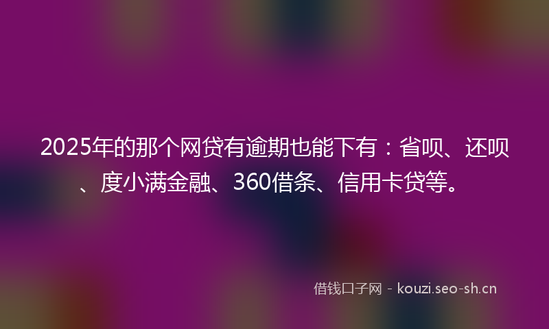 2025年的那个网贷有逾期也能下有：省呗、还呗、度小满金融、360借条、信用卡贷等。