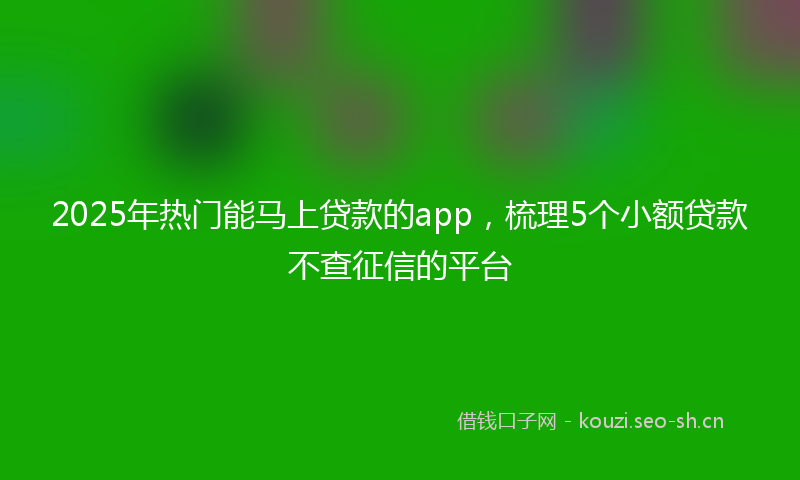 2025年热门能马上贷款的app，梳理5个小额贷款不查征信的平台