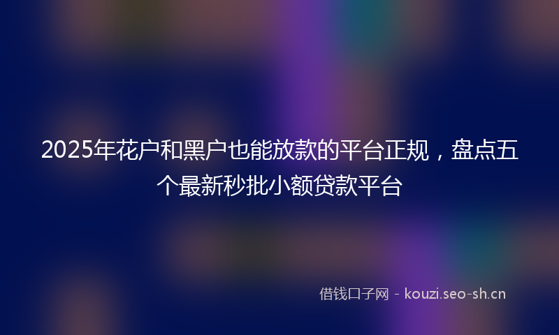 2025年花户和黑户也能放款的平台正规，盘点五个最新秒批小额贷款平台