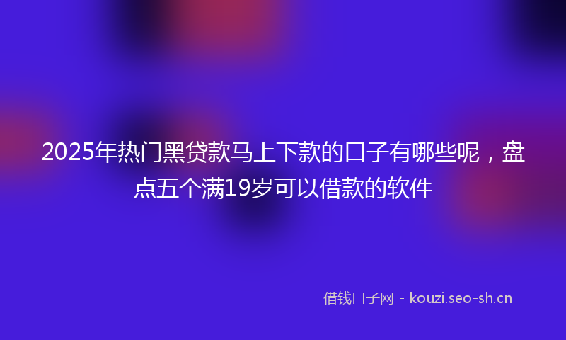 2025年热门黑贷款马上下款的口子有哪些呢，盘点五个满19岁可以借款的软件