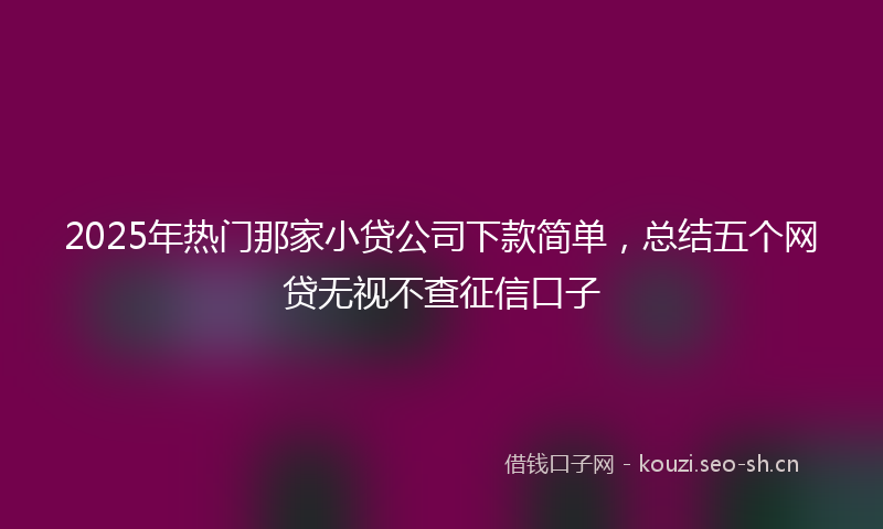 2025年热门那家小贷公司下款简单，总结五个网贷无视不查征信口子