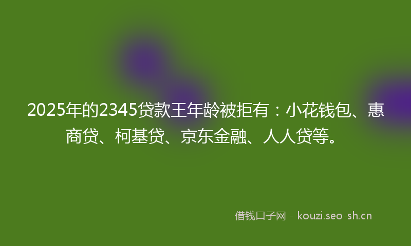 2025年的2345贷款王年龄被拒有:小花钱包、惠商贷、柯基贷、京东金融、人人贷等。