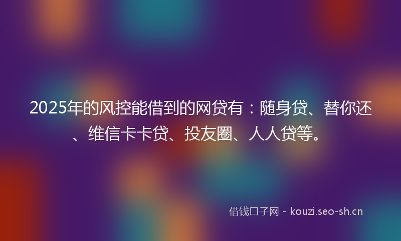 2025年的风控能借到的网贷有：随身贷、替你还、维信卡卡贷、投友圈、人人贷等。