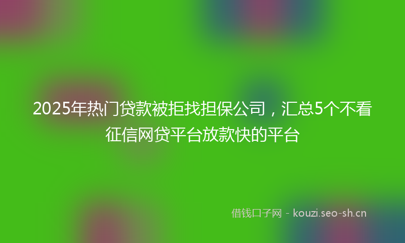 2025年热门贷款被拒找担保公司，汇总5个不看征信网贷平台放款快的平台