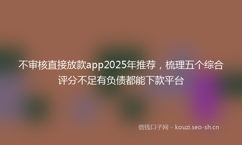 不审核直接放款app2025年推荐，梳理五个综合评分不足有负债都能下款平台