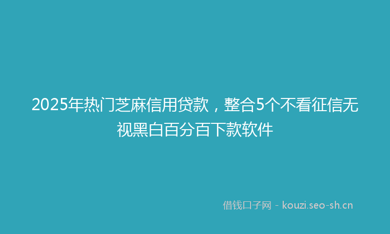 2025年热门芝麻信用贷款，整合5个不看征信无视黑白百分百下款软件