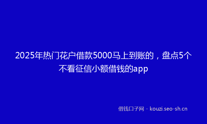 2025年热门花户借款5000马上到账的，盘点5个不看征信小额借钱的app