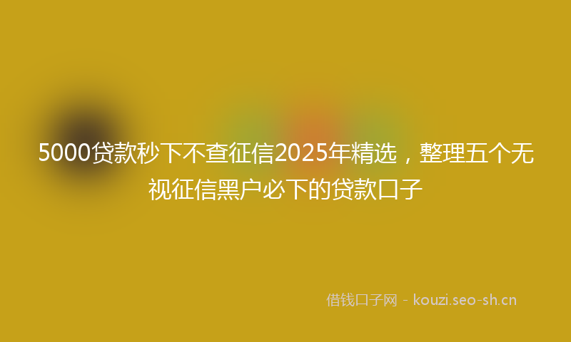 5000贷款秒下不查征信2025年精选，整理五个无视征信黑户必下的贷款口子