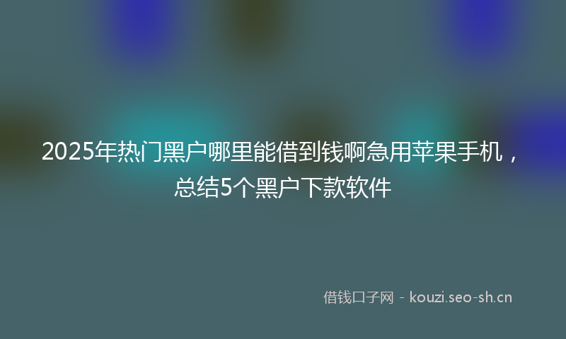 2025年热门黑户哪里能借到钱啊急用苹果手机，总结5个黑户下款软件
