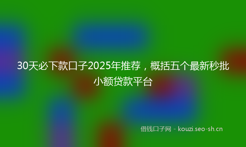 30天必下款口子2025年推荐，概括五个最新秒批小额贷款平台