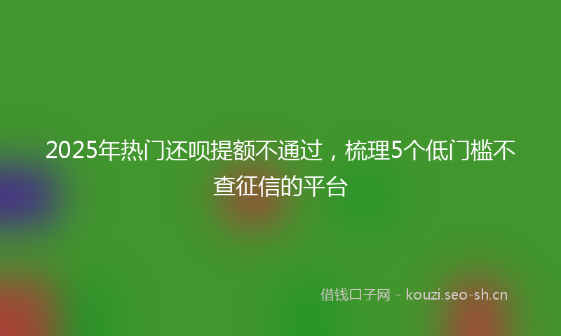 2025年热门还呗提额不通过，梳理5个低门槛不查征信的平台